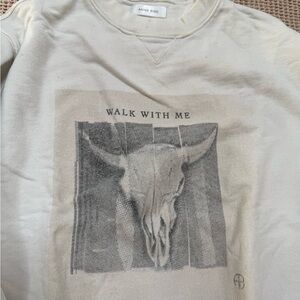 Anine Bing Cream Bull Skull Sweatshirt